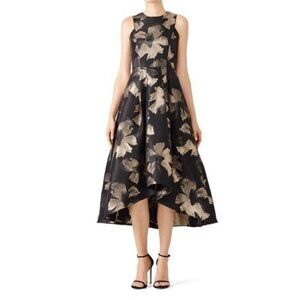 SHOSHANNA Metallic Floral Brocade Sleeveless High Low Pleated Skirt Ball Gown 2